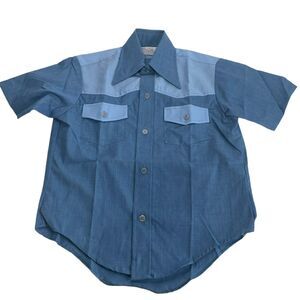 sears boys perma-prest sanforized button up Shirt Size 10